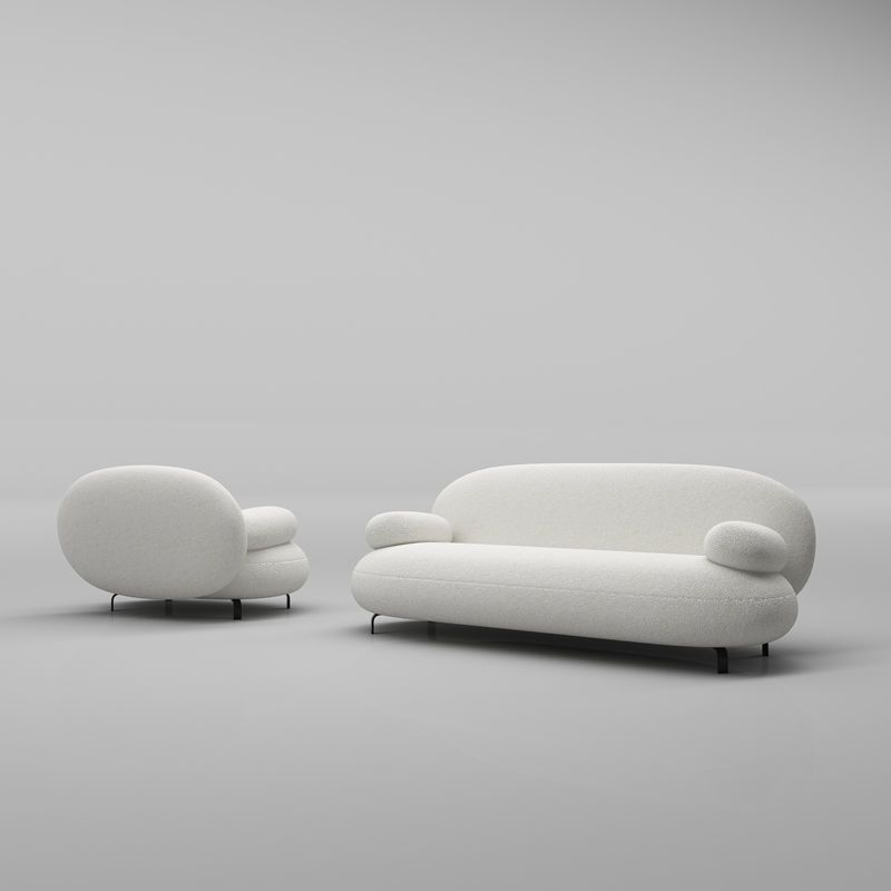 Pillow Top Arm Sofa Contemporary Wool 29.9-Inch High Sofa in White
