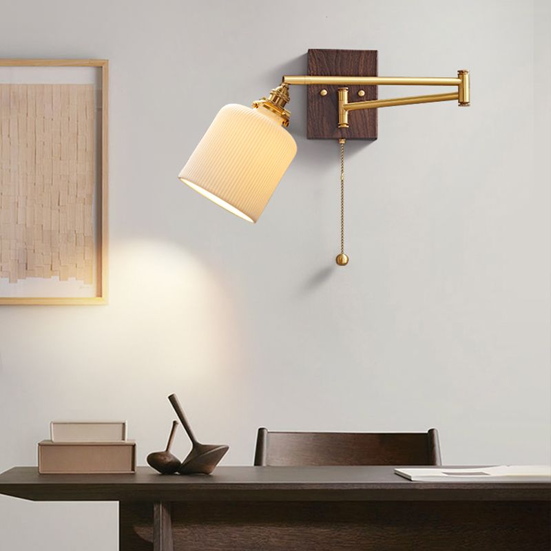 Modern Simple Wall Light Geometry Shape Wall Lamp with Ceramics Shade for Bedroom