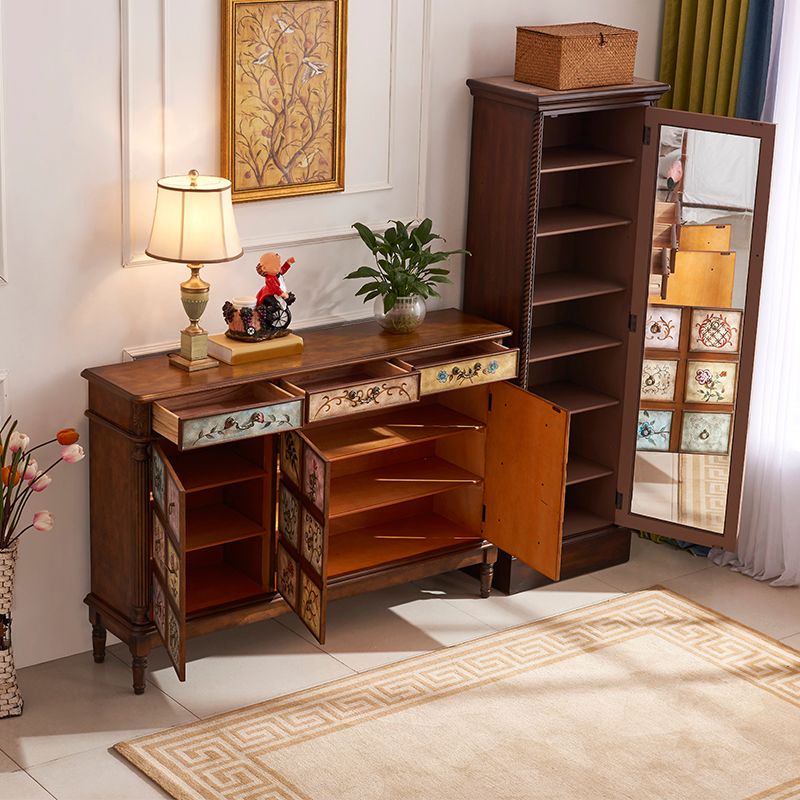 Industrial Storage Cabinet with Solid Wood Drawers and Doors