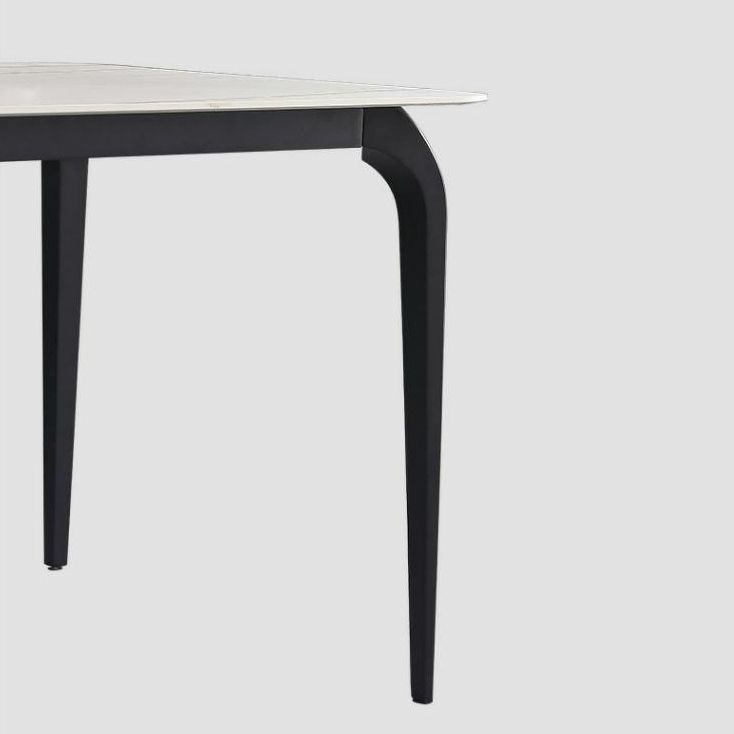 Modern Rectangle Dining Table Stone Top Table with Stainless Steel 4 Legs