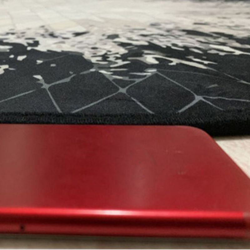 Round Grey Tone Simple Area Rug Polyester Ink Traces Rug Non-Slip Backing Indoor Rug for Living Room