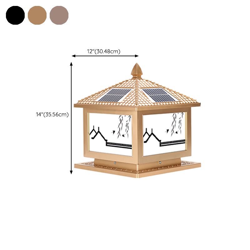 Rectangle Shape Metal Outdoor Light Modern Style 1 Light Solar Pillar Light