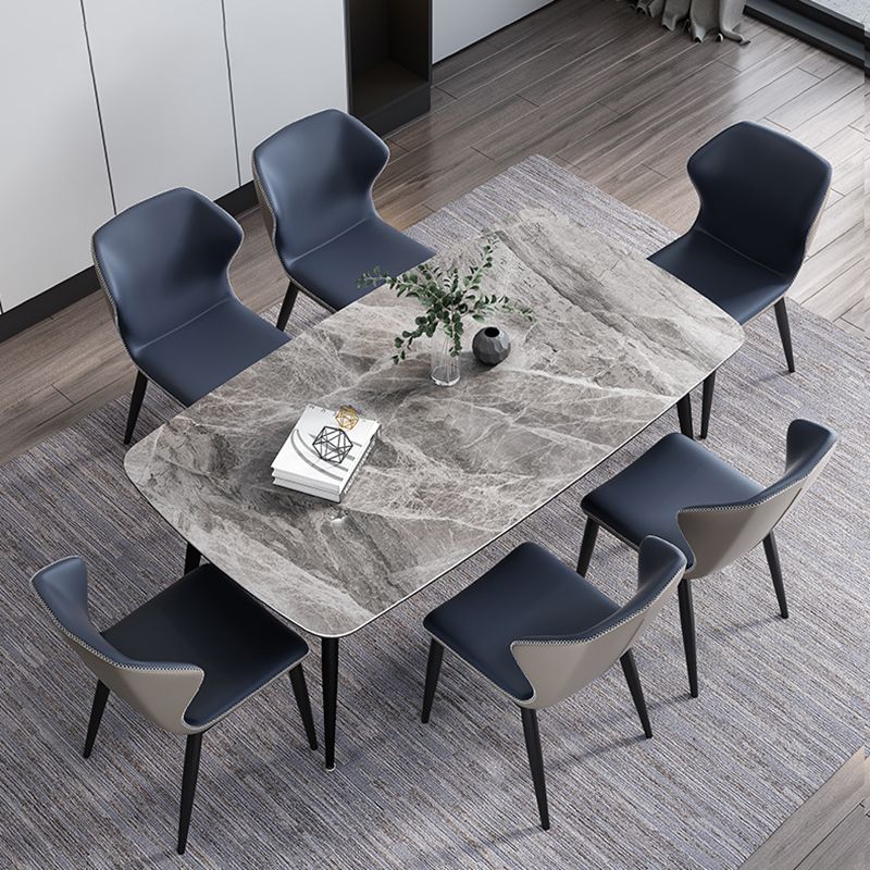 Rectangle Industrial Dining Table Grey Fixed Table with Sintered Stone