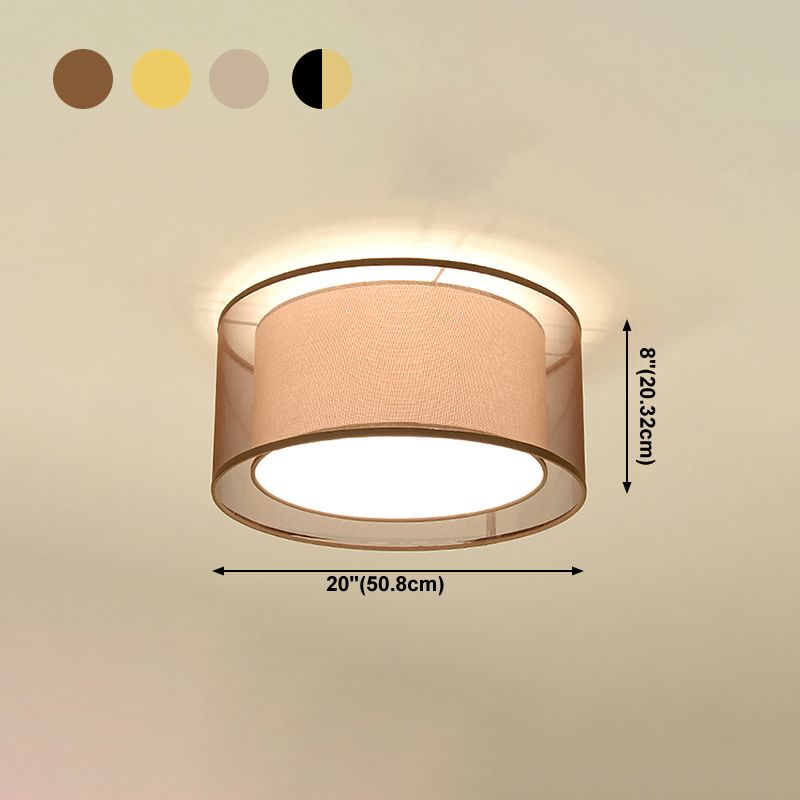 Lampe encastrée en tissu, plafonnier en forme de tambour de Style chinois pour salle à manger