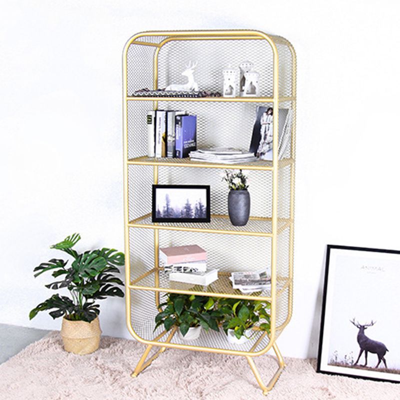 Light Luxury Metal Bookcase Shelf Closed Back Bookcase for Study Room