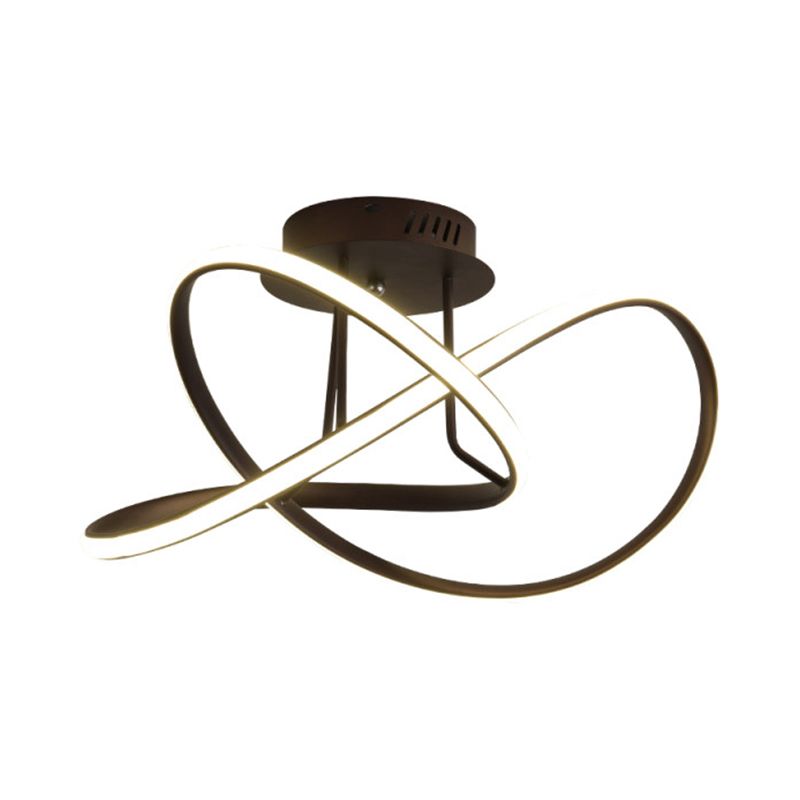 19.5 "/23.5" W Twist Plafond Gemonteerde Armatuur Moderne Acryl LED Wit/Koffie Semi Flush Mount Verlichting in Warm/Wit Licht