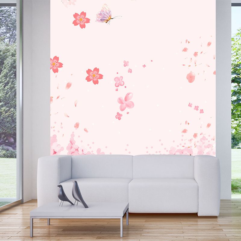 Romantic Plum Blossom Murals Wallpaper for Accent Wall, Pink, Customize Size Available