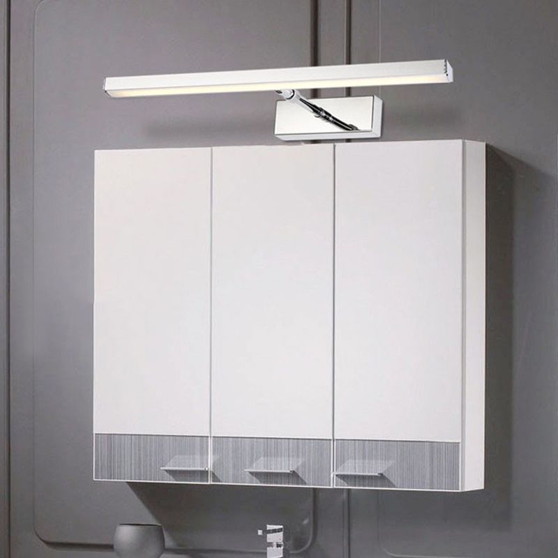 Iluminación metálica lineal montada en la pared moderna luz de tocador de pared led en cromo, luz cálida/blanca