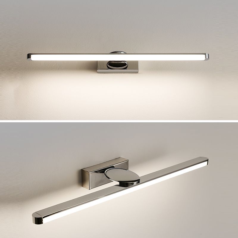 Modern Vanity Lighting Metal Wall Light Fixture in Silver for Bathroom