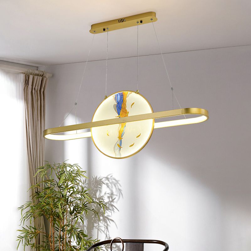 Luz de metal lineal de la isla colgante moderna moderna de 2 luces lineales de metal liviano