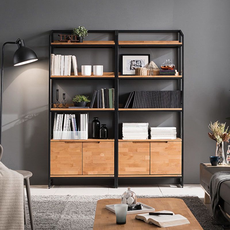 Modern Style Bookcase Black Metal Frame Open Back Bookshelf for Home Office