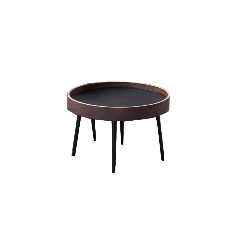 Round Brown/Black Wood Coffee Table 3 Legs Base 2 Nestling Cocktail Table