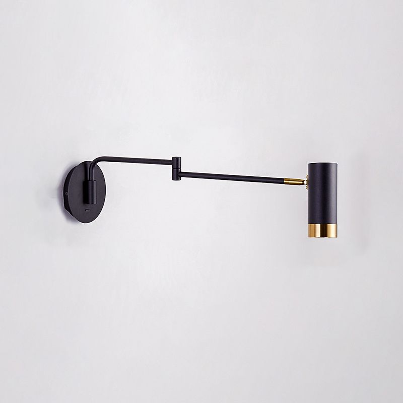 Modern Creative 1-Light Wall Lamp Cylindrical Iron Wall Light for Bedroom
