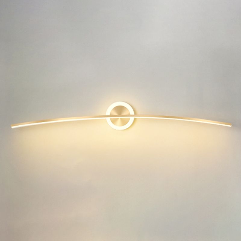 Linear Shape Metal Wall Light Modern Style 2 Lights Mirror Wall Mount Light