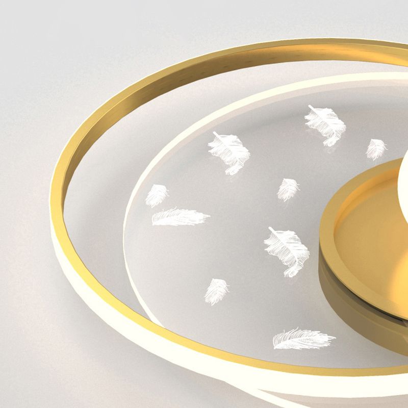 Plafonnier circulaire en métal doré, montage encastré, Style moderne, pour chambre à coucher
