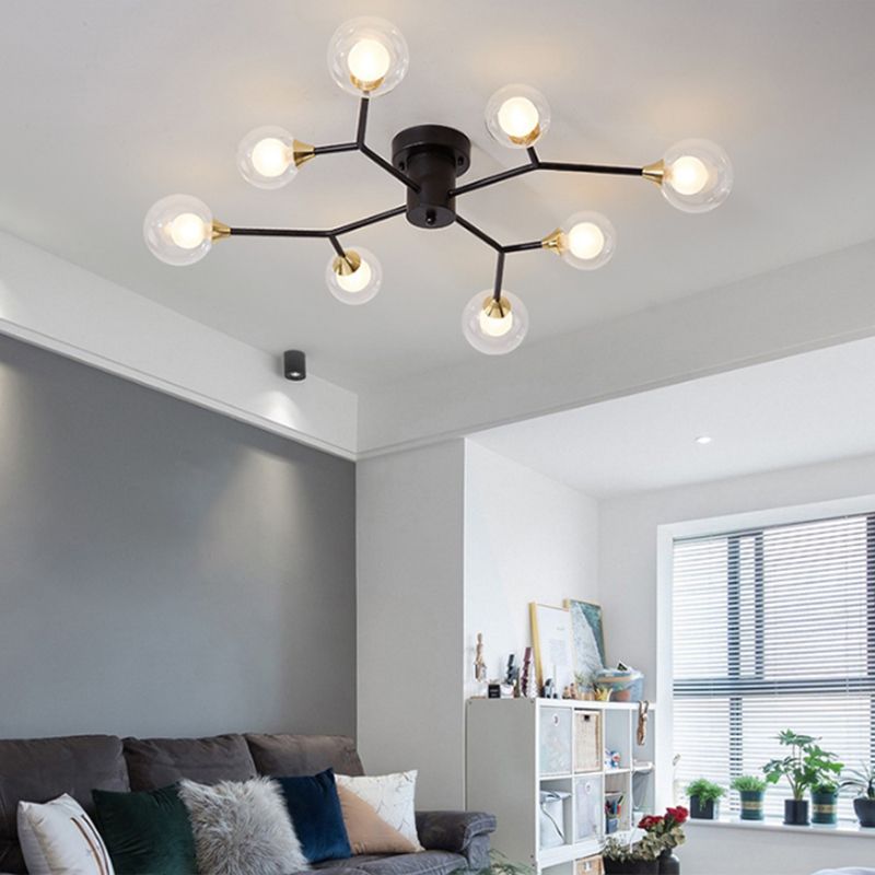 Nordic Modern Minimalist Glass Flush Mount Lamp with Glass Shade for Sitting Room