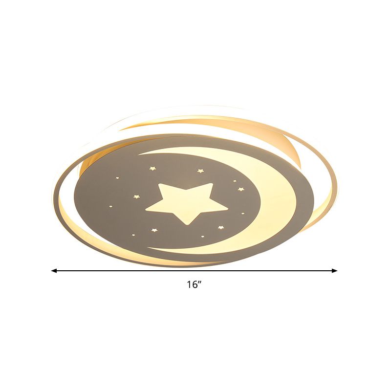 Creative Moon & Star Plafond Light Metal White LED Flush Mount Light voor Kid Bedroom Corridor