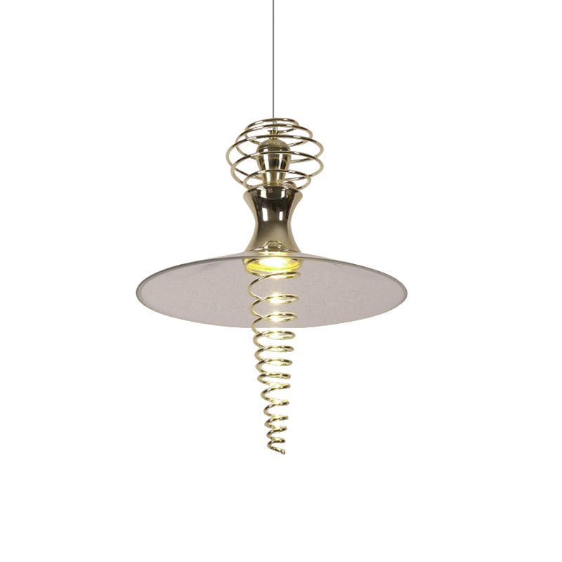 Lámpara colgante en espiral con tono acampanado moderno metal moderno 1 luz cromada/oro sala de estar luz colgante