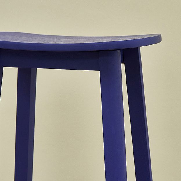 Contemporary Ash Wood Contoured Seat Indoor Armless Bar Stools