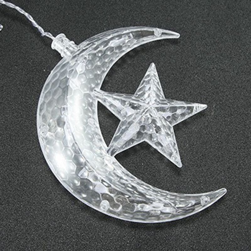 Moon and Star Curtain String Lamps Artistic Plastic 12-Head LED Festive Light