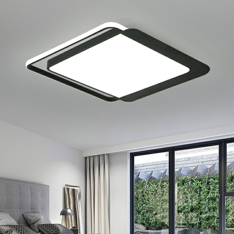 Minimalist Flush Mount Plafond Armatuur Zwart Vierkante Led Flush licht met acryl schaduw