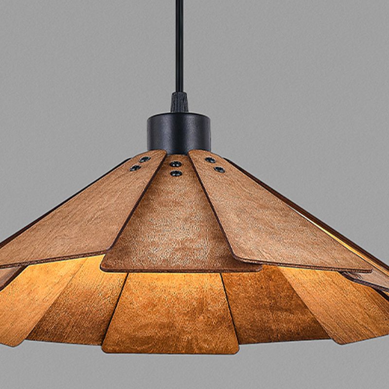 Modern Style Cone Shape Hanging Light Wood 1 Light Hanging Lamp for Living Room