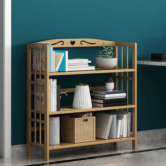 Contemporary Brown Bamboo Shelf Bookcase Open Bookcase for Study Room