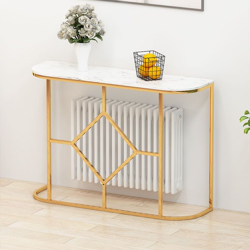 12" W Glam Marble Console Table Half Moon Abstract Accent Table for Hall