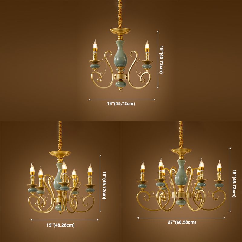 Traditional Style Suspension Pendant Light with Candle Metal Multi Light Pendant