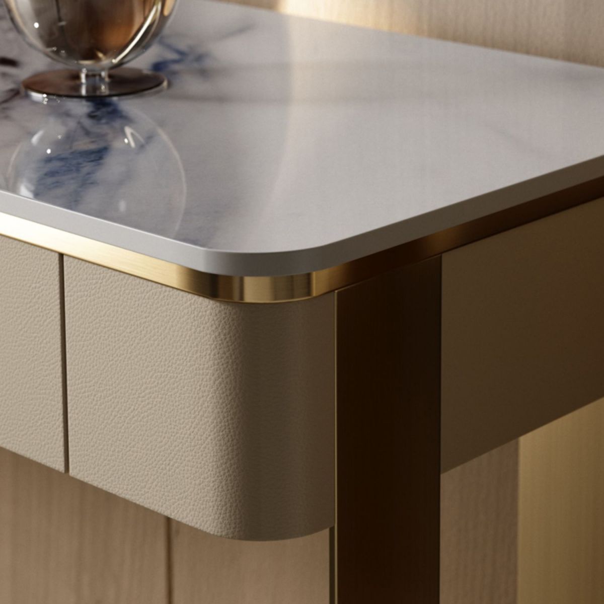 2 Drawers 29.52" High Vanity Set with Stool Stone Top Dressing Table