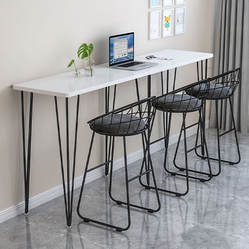 Contemporary Living Room Metal Legs Upholstered Bar Stool with Footrest