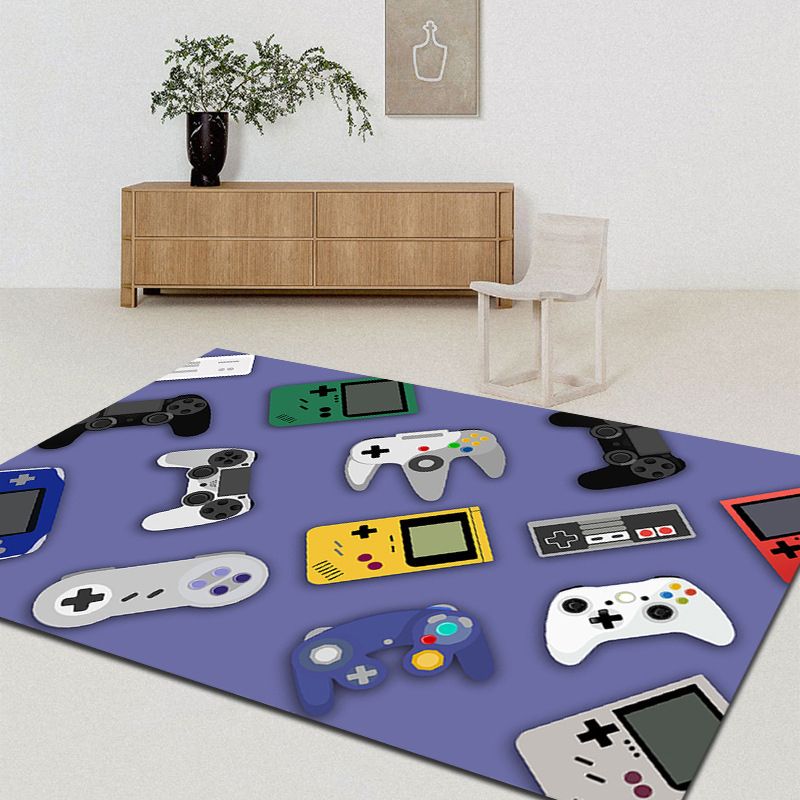 Modern Game Pad Print Rug Polyester Area Rug Washable Carpet with Non-Slip Backing
