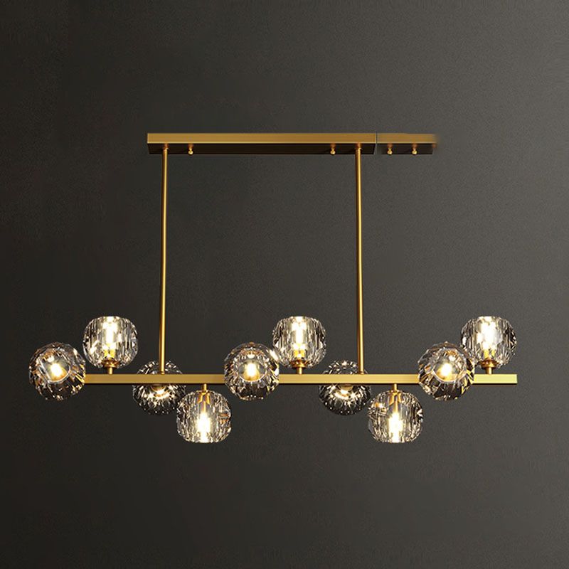 Lumière simple luxe moderne Crystal LED suspendu îlot suspendu pour salle à manger