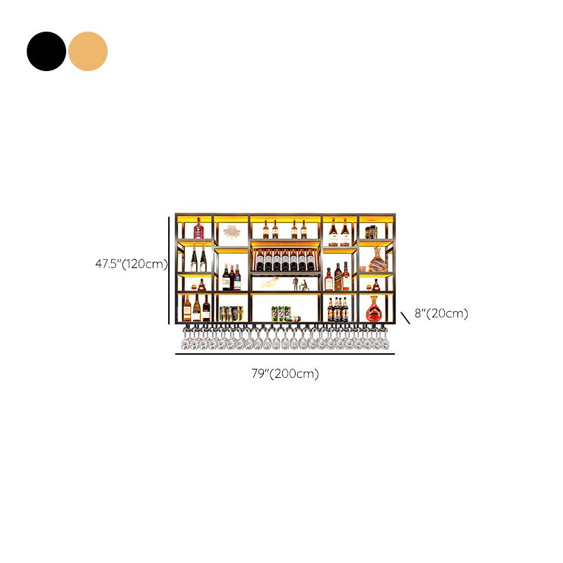 Wine Rack Modern Style Wall Mounted Wine Holder Rack with Wooden Shelf