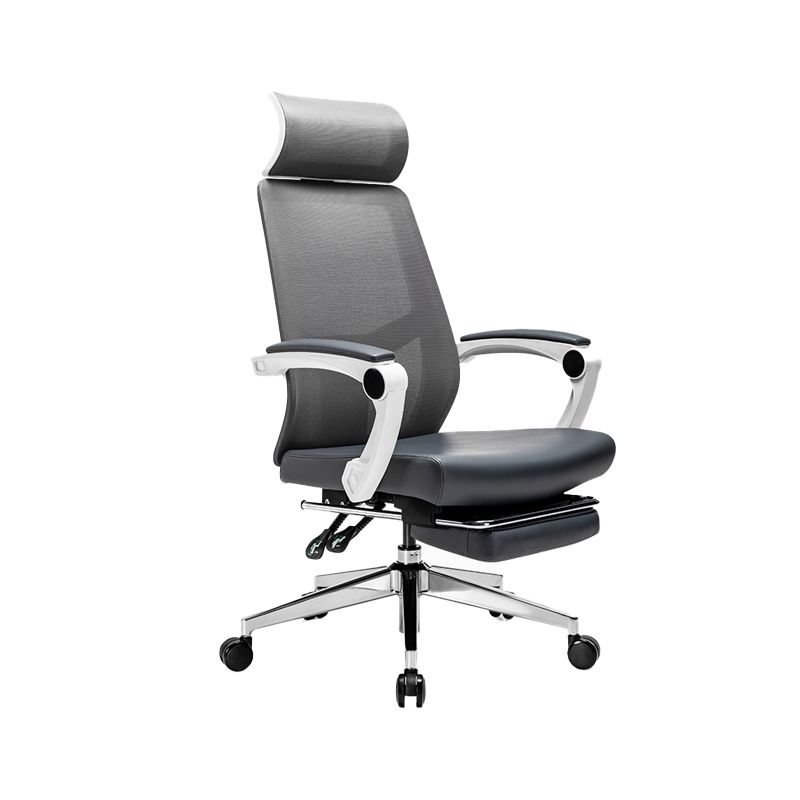 Modern Swivel Office Chair Padded Arms Mesh Back with Headrest Chair