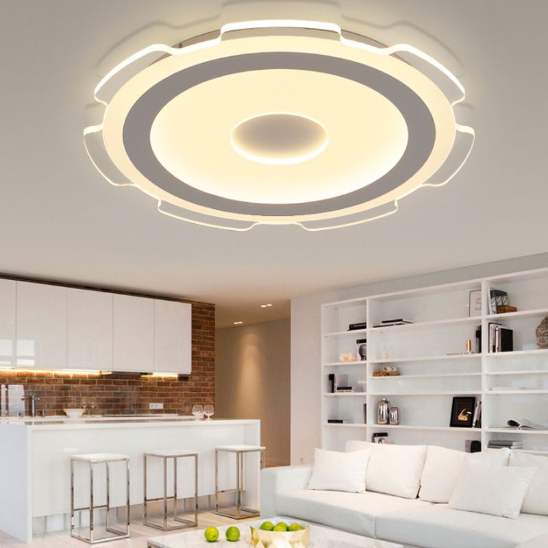 16,5 "/20,5" /24,5 "Équipement de large Flushmount Modern Acrylique LED salon Flush Light Light in Warm / White Light