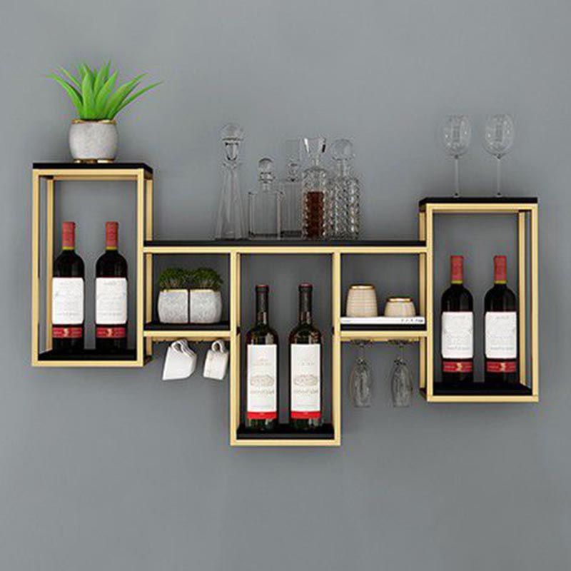 Metal Wall Mounted Wine Rack 7.8"W Wine Rack with Stemware Holder