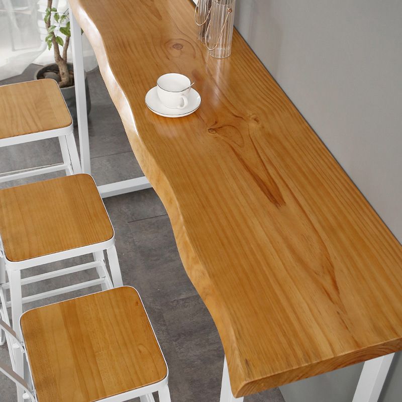 Contemporary 1/2/4/7 Pieces Bar Table Set Rectangle Wood Bar Table with Wood Stools