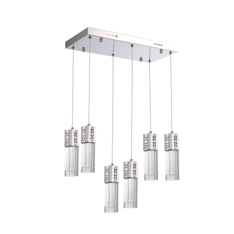 TUBE CRISTAL Square Multi-plafond moderniste moderniste à LED LED Pendulum en Chrome