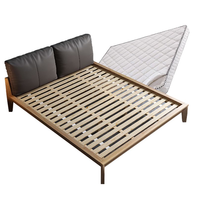 Modern Panel Bed No Distressing Wood Standard Bed Upholstered Headboard