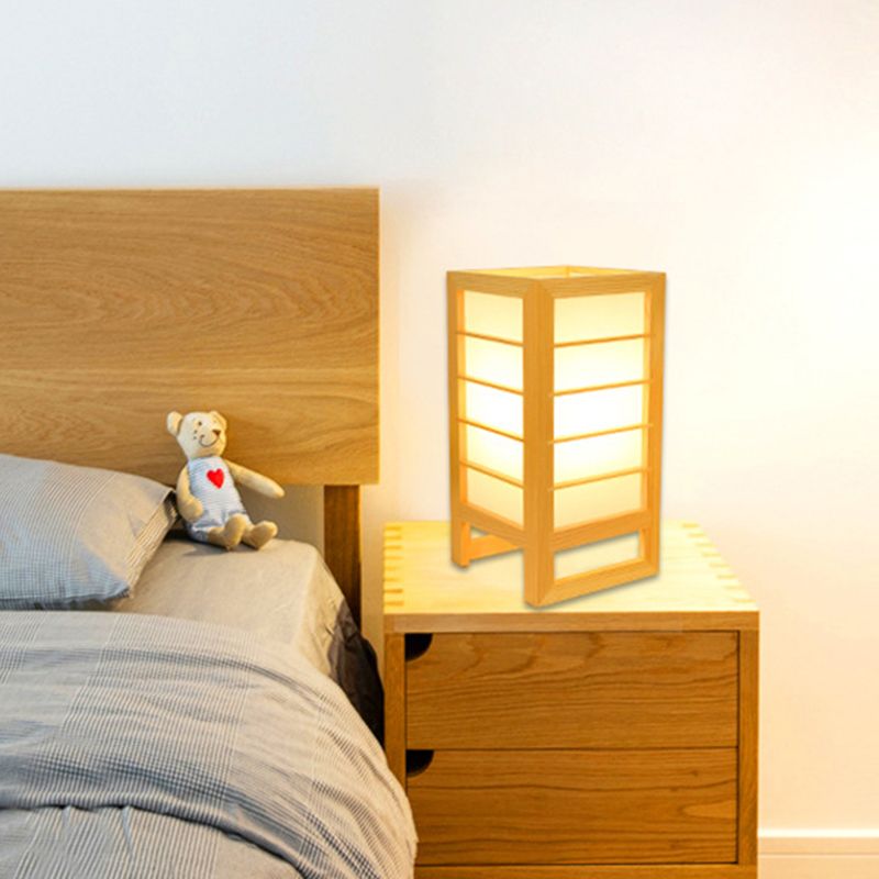 1 Éclairage d'étude à la tête Light Japonais de lecture beige avec une teinte en bois rectangulaire