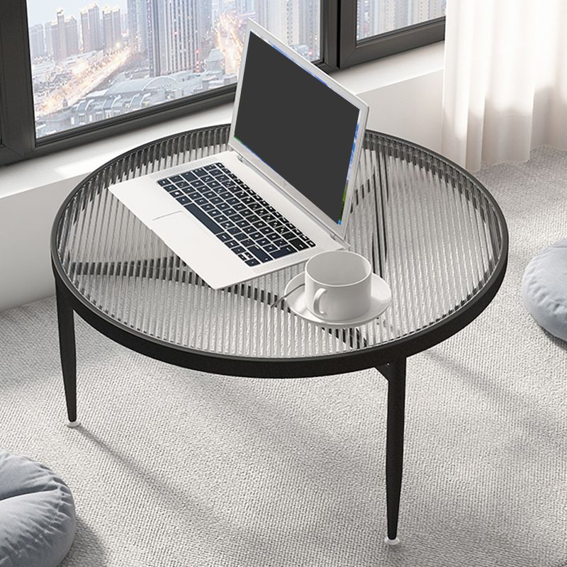 Contemporary Glass 3 Legs Coffee Table with Round Top Bunching Tables