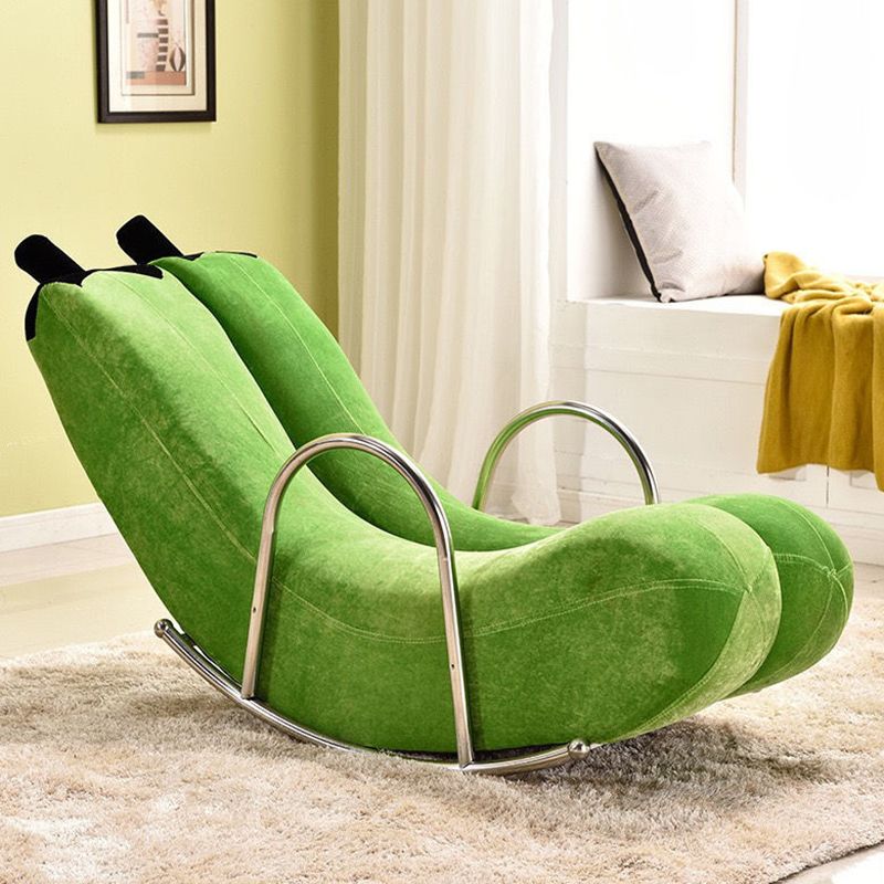 Contemporary Rocker Chair Fabric With Gray Frame Rocking Accent Chair