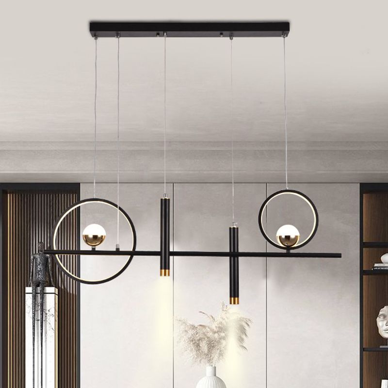 Black Geometrical over Island Lighting Simplicity Aluminum LED Hanging Lamp