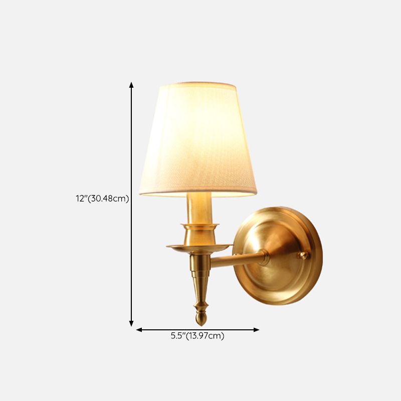 American Style Copper Wall Light Cylinder Shape Wall Lamp for Bedroom