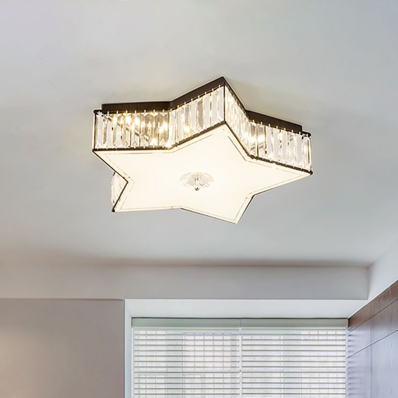 16"/19.5" Width Crystal Clear Flush Ceiling Light Star LED Modern Flush Mount Fixture for Living Room