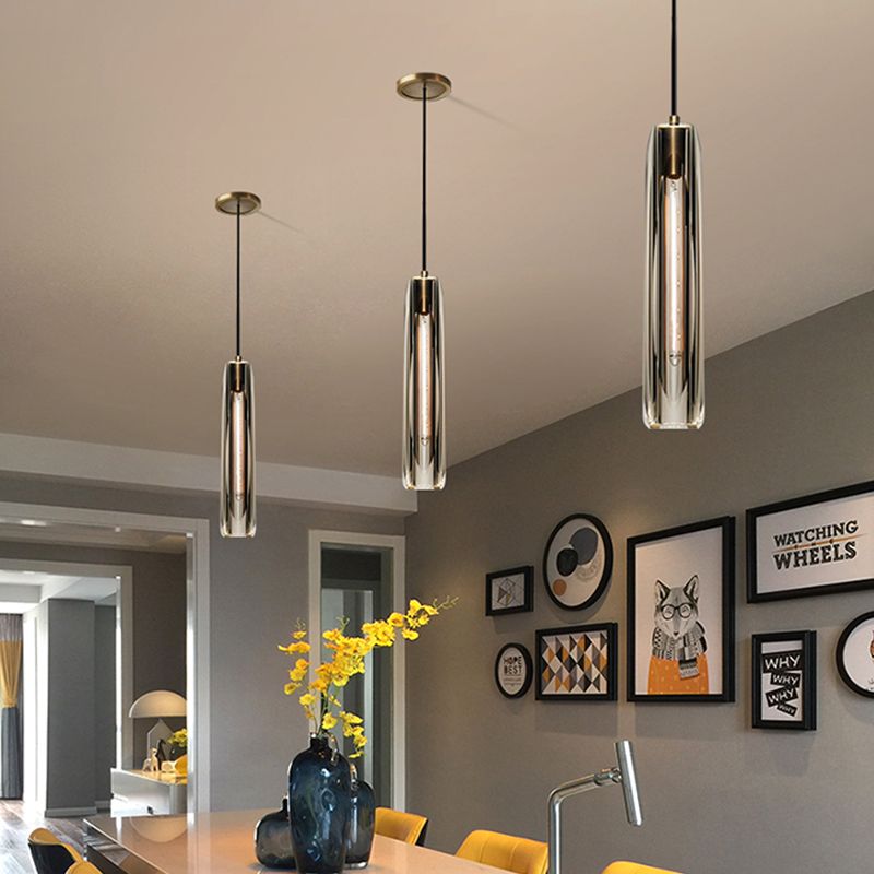 Crystal Pendante Light Contemporary Smoke Grey Pendant lampe pour le salon