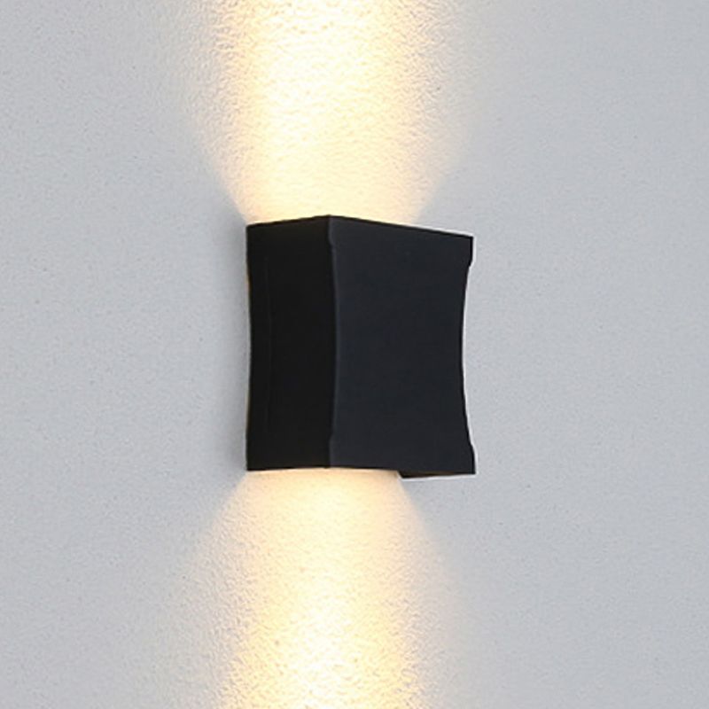 Modern Style Rectangular Wall Sconce Lighting Metal 2 Lights Wall Washer Sconce in Black