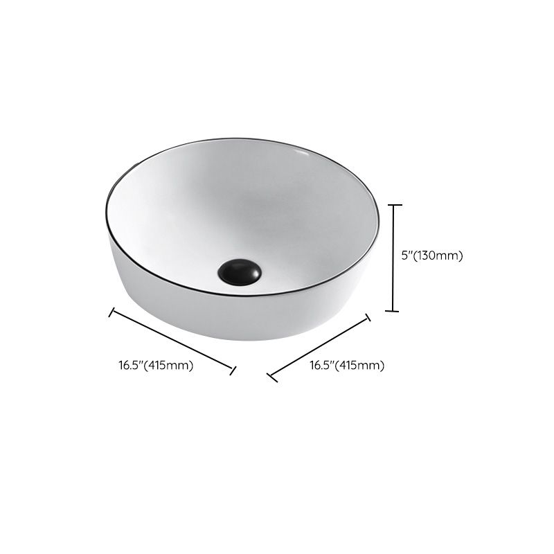 Modern Bathroom Sink Porcelain Pop-Up Drain Rectangular Vessel Sink