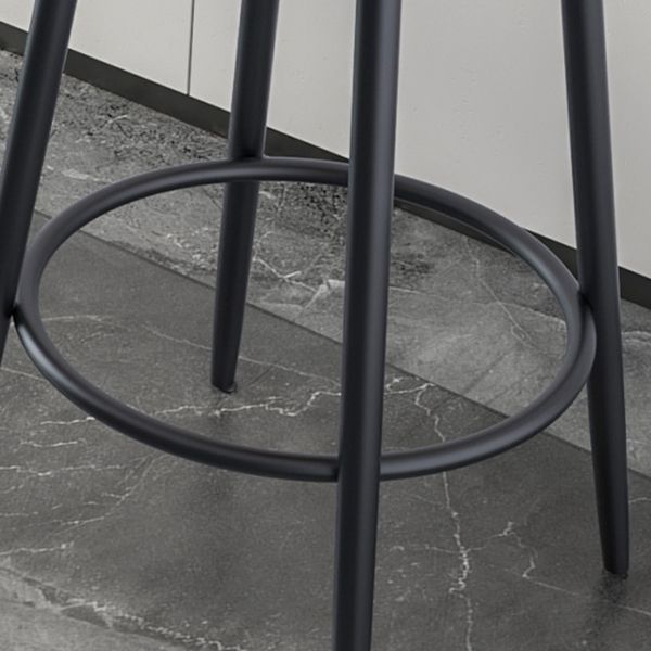 Modern Armless Backrest Counter Stool Iron Kitchen Bar Stool with Pedal and Cushion